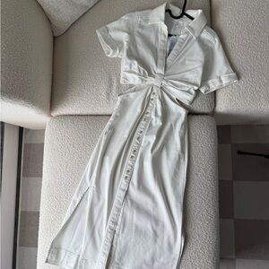 Travis Mathew White Midi Dress with Button Detail